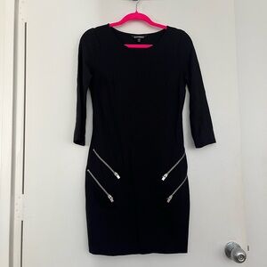 Express Black Mini Dress with Silver Zippers Detail Size Small Petite